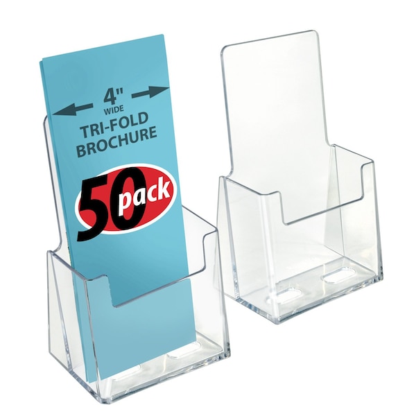 Azar Displays Trifold Brochure Holder. Inside Dimension: 4.125''W, 50PK 252012-50PK - main